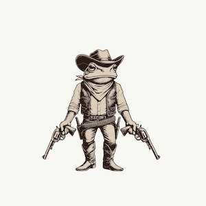 Wilder Westen Frosch Premium SVG, PNG-Bundle | Cowboy Frosch Vektor-Datei | Frontier Frosch SVG-Datei | Western Kröte Clip Art | Revolvermann Frosch