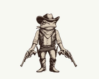 Cowboy Frog SVG PNG Bundle: Wild West Vector Art (Digital Download)