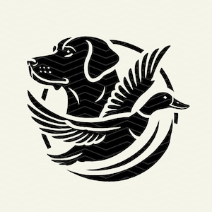 Paquete premium de SVG/PNG de perro de caza de patos, listo para DTF / Archivo vectorial de perro de caza / Diseño de labrador negro / Clip art de perro de caza de patos / Clip art de perro de caza de aves