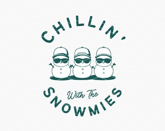 Chillin&#39; with My Snowmies SVG/PNG Bundle, DTF Ready Design | Snowman Image Files | Snowman Shirt Heat Transfer | Christmas Shirt Design