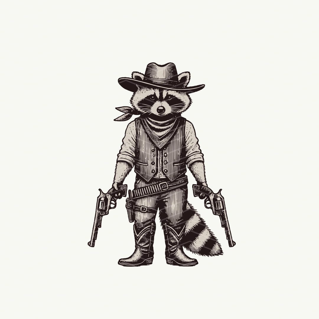 Cowboy Raccoon SVG PNG Bundle: Wild West Gunslinger (digital Download ...