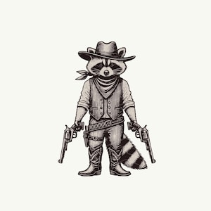 Ensemble premium de raton laveur du Far West, SVG, PNG | vectorielle de Cowboy raton laveur | Fichier SVG Frontier raton laveur pour Cricut | Pistolero raton laveur