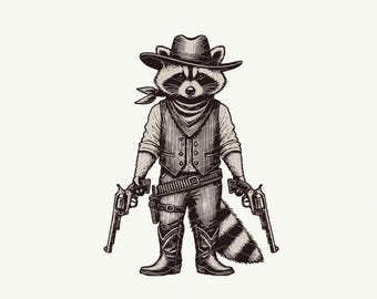 Cowboy Raccoon SVG PNG Bundle: Wild West Gunslinger (Digital Download)