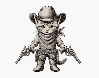 Cowboy Cat SVG: Wild West Kitten Vector Clipart (PNG, SVG)
