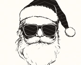 Cool Santa Premium SVG/PNG Bundle, DTF Ready | Santa Sunglasses Image Files | Retro Santa Graphic | Vintage Santa Heat Transfer