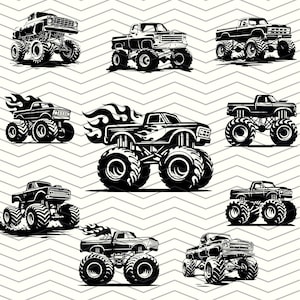 Premium Monstertruck SVG Bundle, 10 Dateien | Monstertruck Digitales Dateipaket | SVG-Dateien für Cricut | Monster Jam SVG Bundle