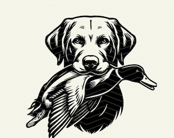 Black Lab Duck Hunting Dog SVG PNG: DTF Cricut Design (digital