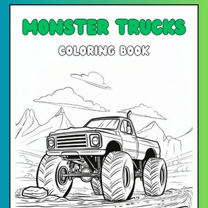 Monster Trucks Coloring Book: 20 Printable Pages (Digital Download)