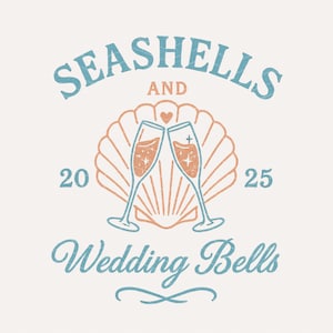 Vintage Nautical Wedding PNG: Seashells and Wedding Bells Design