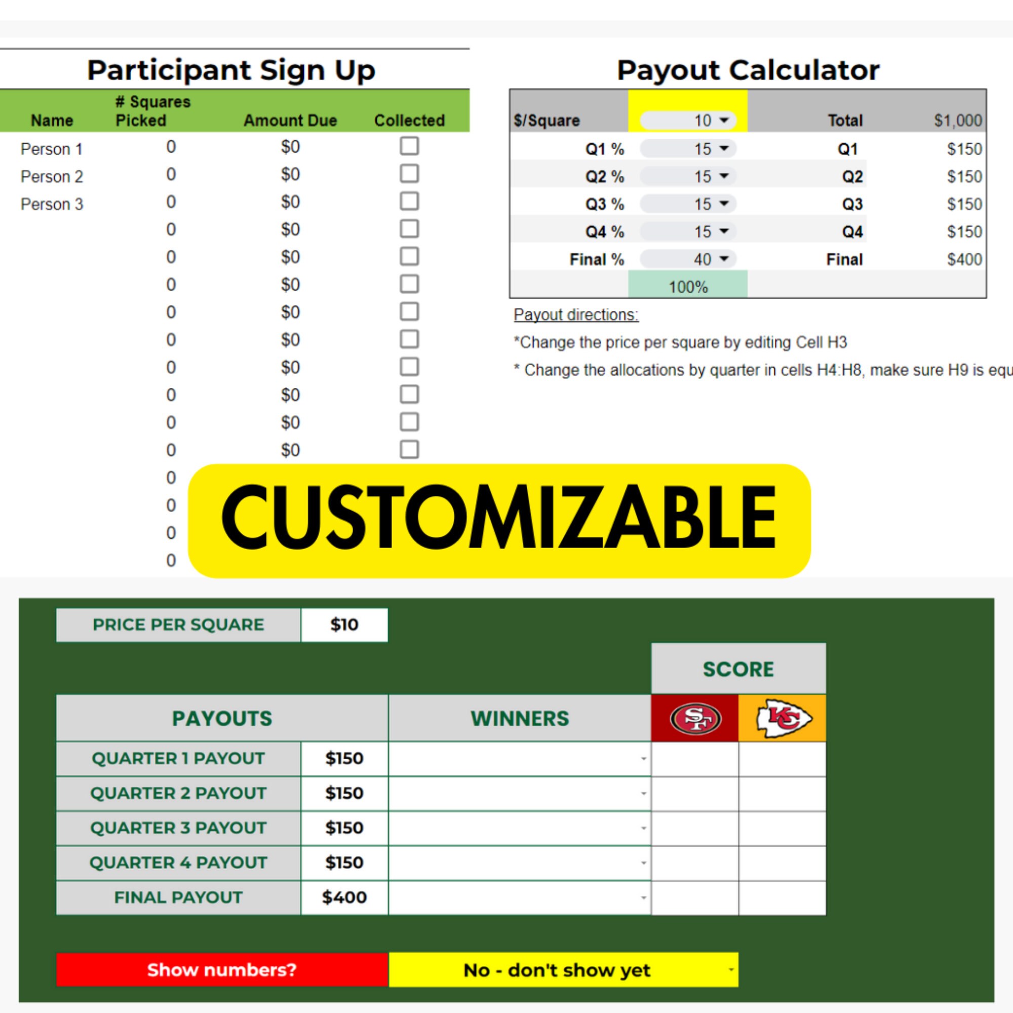 2024 Super Bowl Squares Template 10x10 Football Squares Grid 2024 Super Bowl Squares Template 10x10 Football Squares Grid