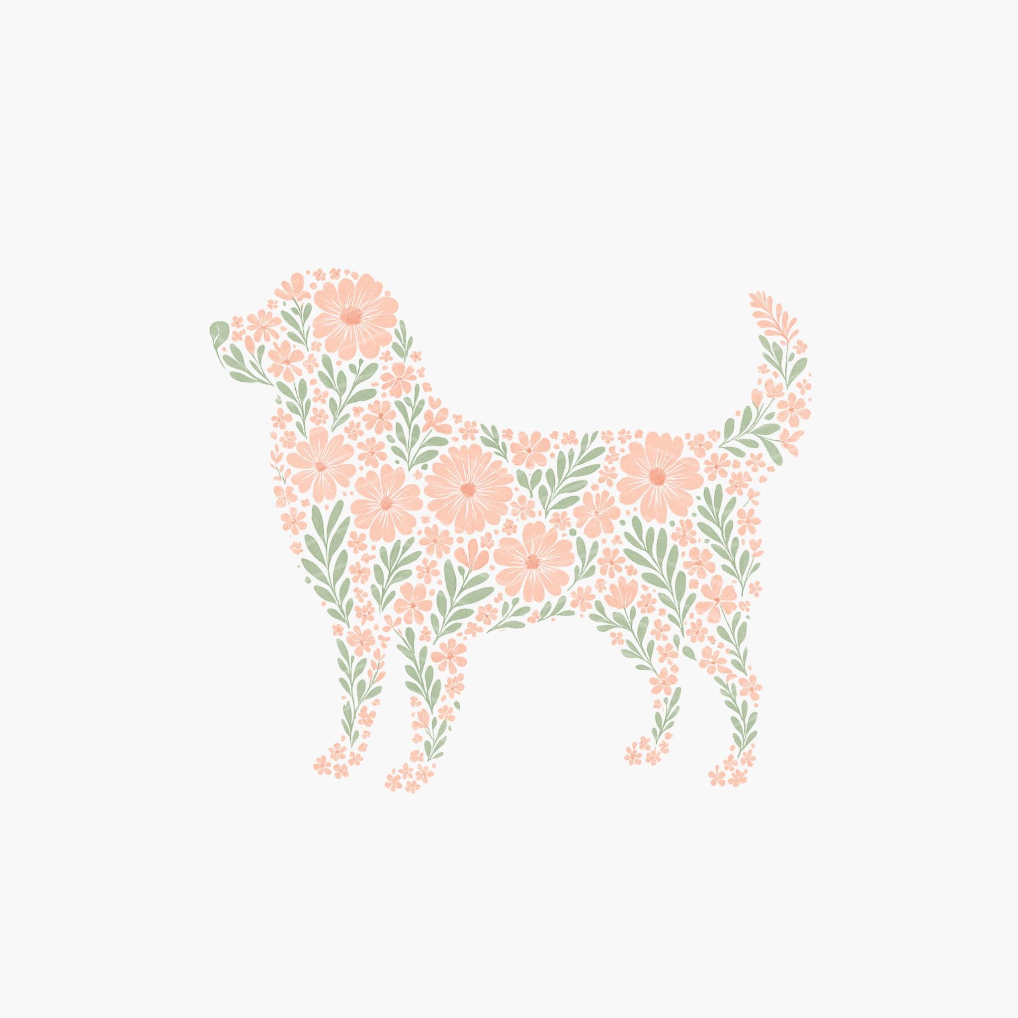 Diseño floral premium de golden retriever, fondo transparente / Golden retriever con flores PNG / Sublimación de golden retriever / Perro con flores PNG