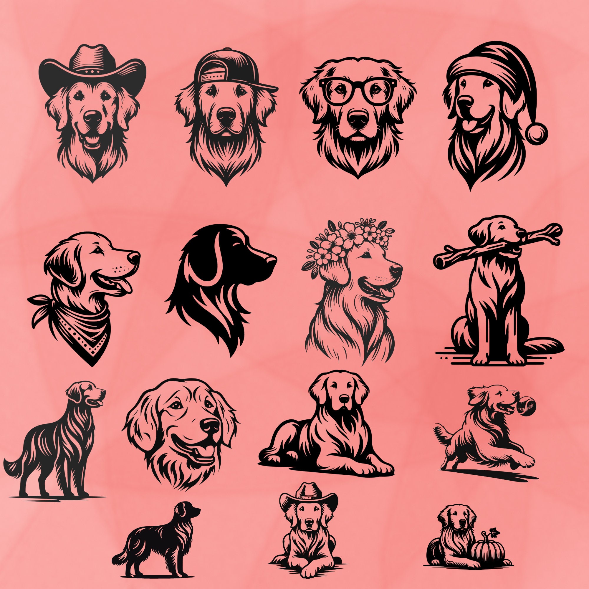 Golden Retriever SVG Bundle 15 Files Dog Breed Digital File SVG Files ...