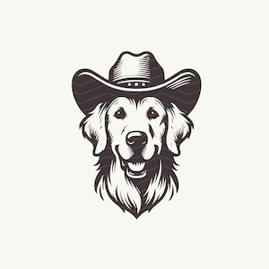 Golden Retriever Cowboy Premium SVG, PNG Bundle | Dog Cowboy Vector File | Golden Retriever SVG File for Cricut | Dog Cowboy Clip Art