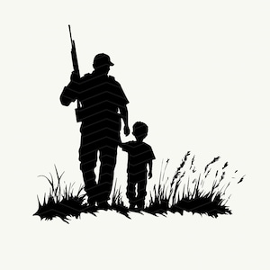 Vader en zoon jagen Premium SVG, PNG-bundel | Dad Hunting clipart, klaar voor DTF | Cricut-ontwerp voor jacht | Warmteoverdracht, sublimatie bij de jacht