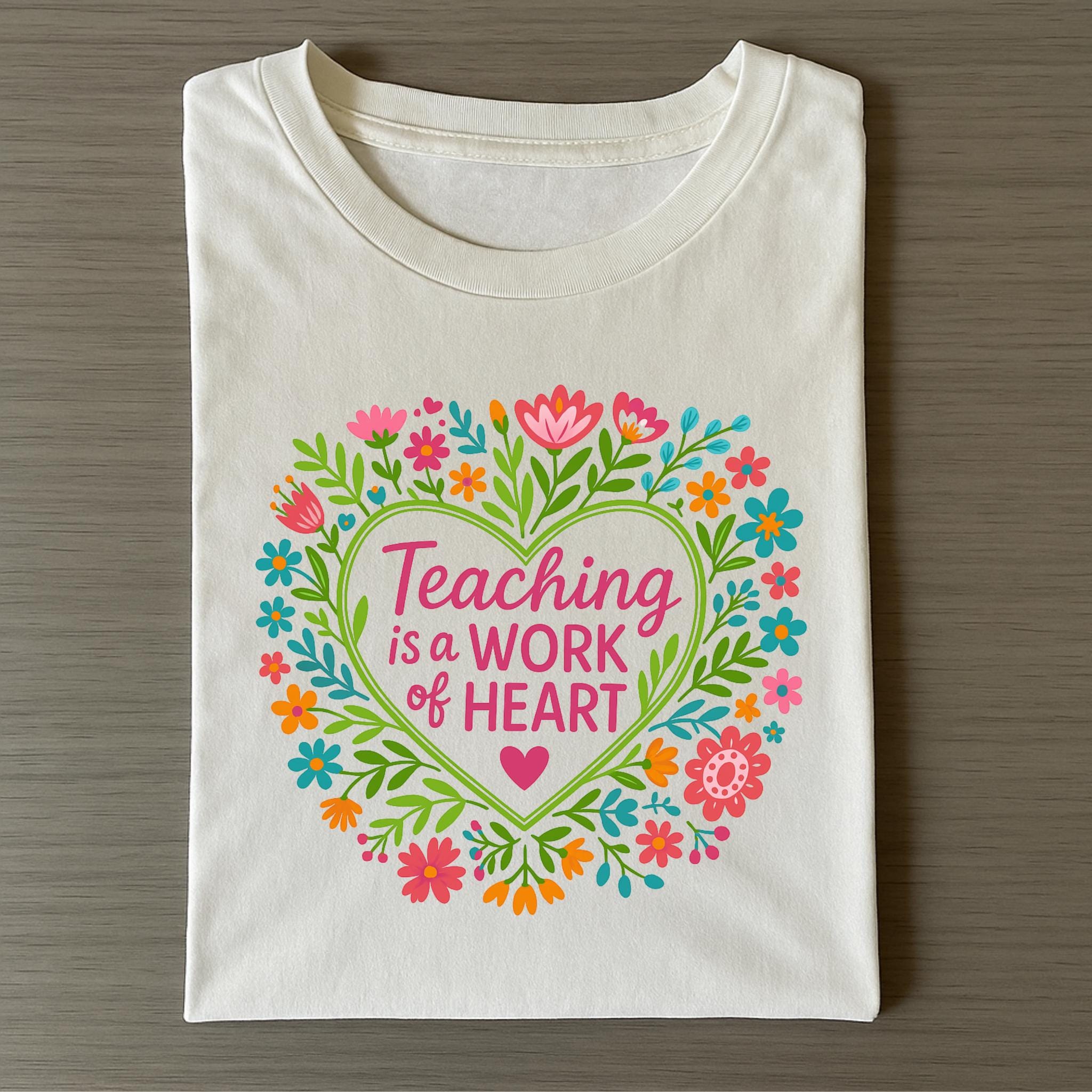 Floral Heart Teacher PNG: Teaching is a Work of Heart (digital Download ...