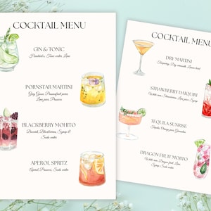 Drink/Cocktail Menu for weddings & party - Digital Template
