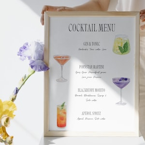 Drink and Cocktail Menu for weddings & party&#39;s, two pages - Digital Canva Template