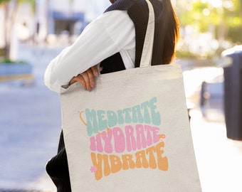 Retro Tote Bag Colorful Aesthetic 70s Accessories Trendy Canvas Tote Best Friends Gifted Shopping Bag