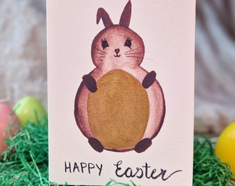 Watercolor Easter card "Happy Easter" / Easter card / folding card / postcard / bunny / Easter bunny / Easter egg / glitter