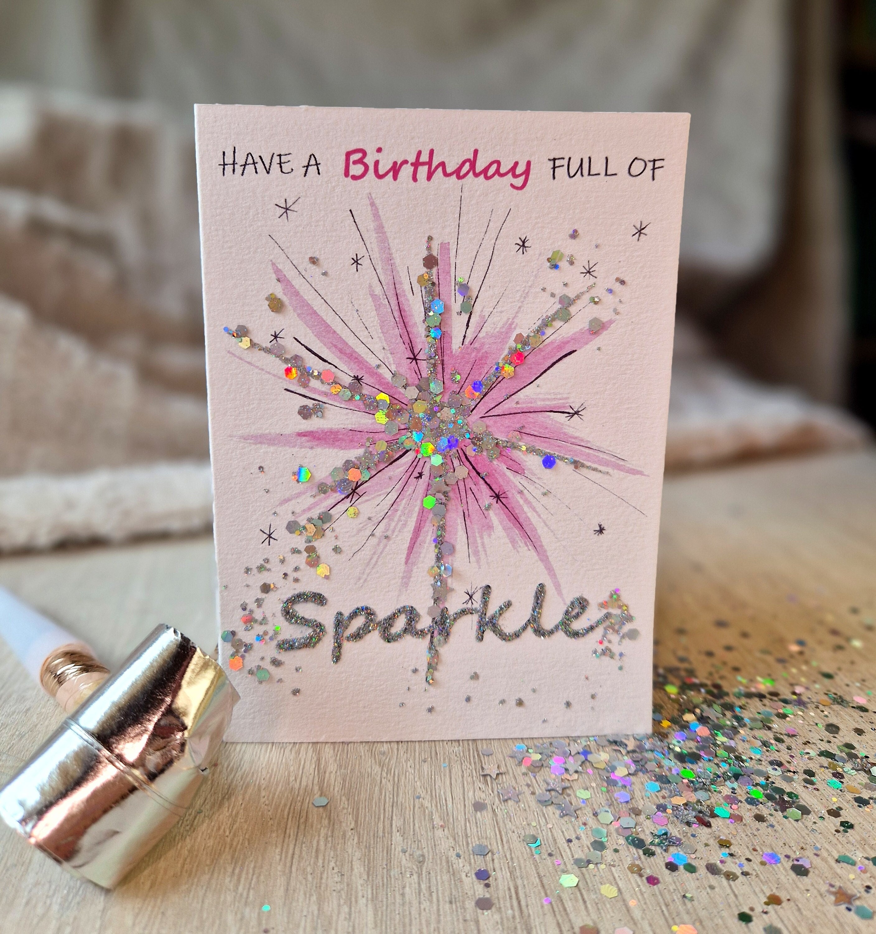 Watercolor Glitter Birthday Card "Have a Birthday full of Sparkle" / Birthday Card / Folding Card / Birthday / Glitter / Sparkle