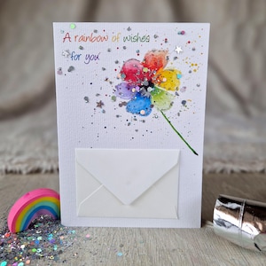 Aquarell Karte "Congratulations!" / mit mini Briefumschlag / flower /  Geburtstag/ Glückwunsch / Klappkarte / Geschenk / greeting card /