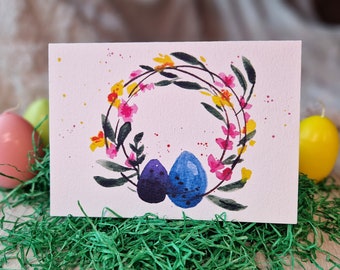 Watercolor Easter card / Easter card / folding card / postcard / Easter wreath / Easter