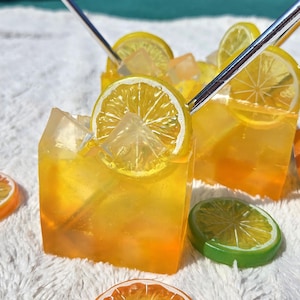 Jabón de cóctel de naranja y limón / Jabón de cítricos de verano / Jabón de limón / Jabón artesanal / Jabón de cóctel de regalo / Decoración de baño / Jabón vegano