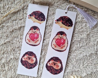 Watercolor bookmark hedgehog / cute / hedgehog / heart / handmade / bookmark / watercolor / handmade / books / gift / laminated