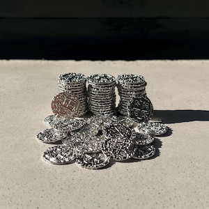 Silver Metal Coins (22mm) for Boardgames or LARP - e.g. D&D, Brass: Birmingham, Game Currency Pieces