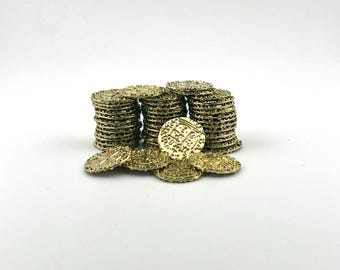 Golden Metal Coins (22mm) for Boardgames or LARP - DnD, Brass: Birmingham, Game Currency Pieces