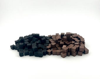 Cubos de recursos de latón de Birmingham/Lancashire – Set de mejora de hierro y carbón – Fichas de juego de mesa de 8 mm
