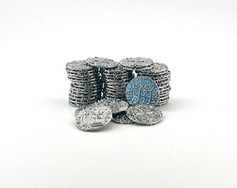 Monedas de plata (22 mm) para juegos de mesa o LARP - DnD, latón: Birmingham, piezas de moneda de juego