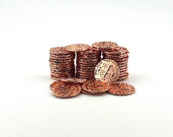 Monedas de cobre (22 mm) para juegos de mesa o LARP - DnD, latón: Birmingham, piezas de moneda de juego