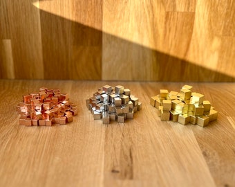 Cubes en cuivre, argent et métal doré - Ensemble de terraformation de Mars