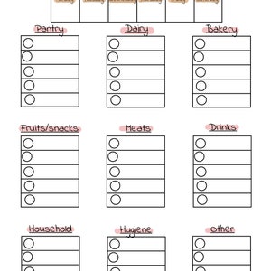 Grocery List Template, Digital Grocery List, Shopping List