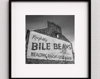 York Iconic Bile Beans Sign Photographic Print, York England Print, Travel Photography, UK Travel Print, Travel Art, Black and White, Gift