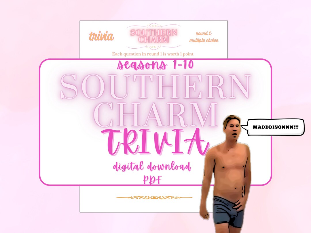 Southern Trivia Southern Charm Trivia Game, Seasons 1-10 Bravo (PDF Download) - Etsy