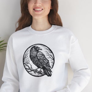 Raven Block Print Sweatshirt: Crow Core Raven Lover Shirt Cottagecor Crow Raven Shirt Cottage Core Clothes Celt Cottagecore Clothes