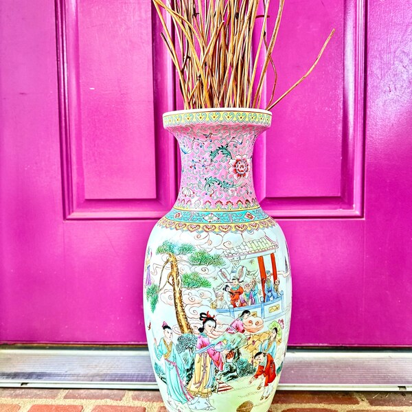 Antique 18.5” Famille Rose Vase