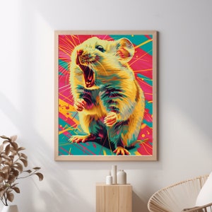 Hamster yawning Art Digital Download Hamster Yawning Pet Animal Decor Home Animal Gift