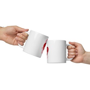 Koffiemok valentijnspaar - schattig hart liefde ontwerp, wit glanzend - gepersonaliseerd cadeau voor koppels - 3 maten beschikbaar