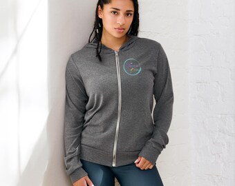 Felpa con cappuccio unisex con zip: felpa leggera in misto cotone