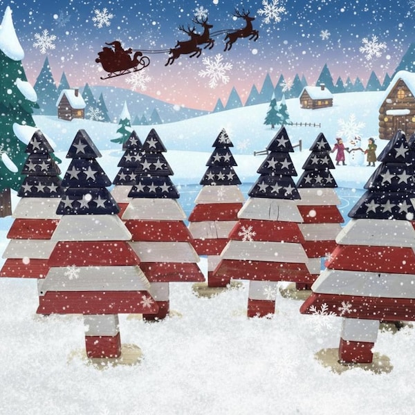 Decorazione patriottica per l'albero di Natale, albero di Natale con bandiera americana da 14 pollici