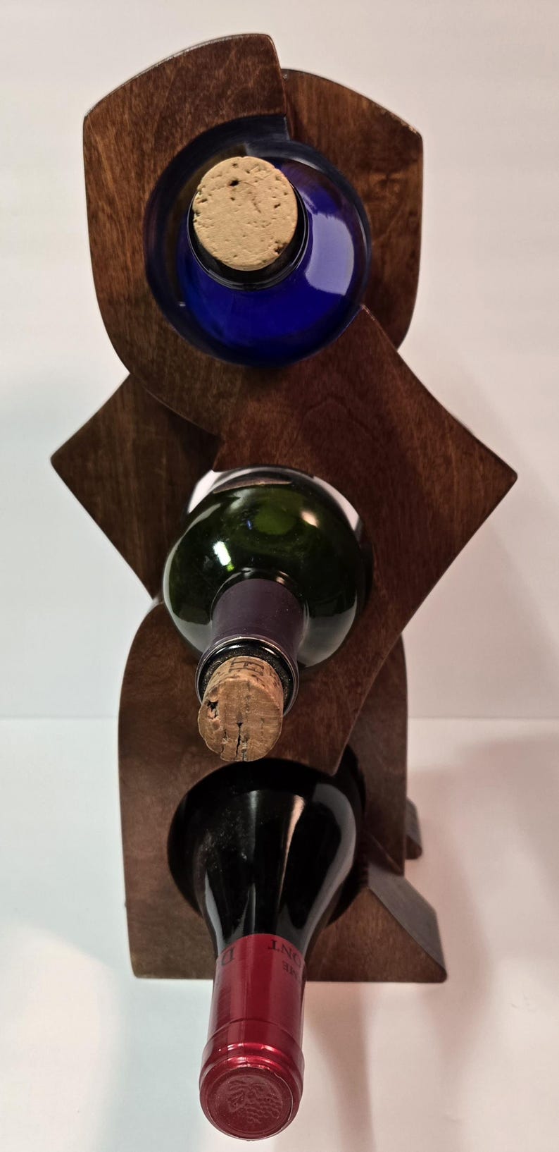 Handcrafted Wooden Wine Rack – Modern Geometric Design | Holds 3 ...