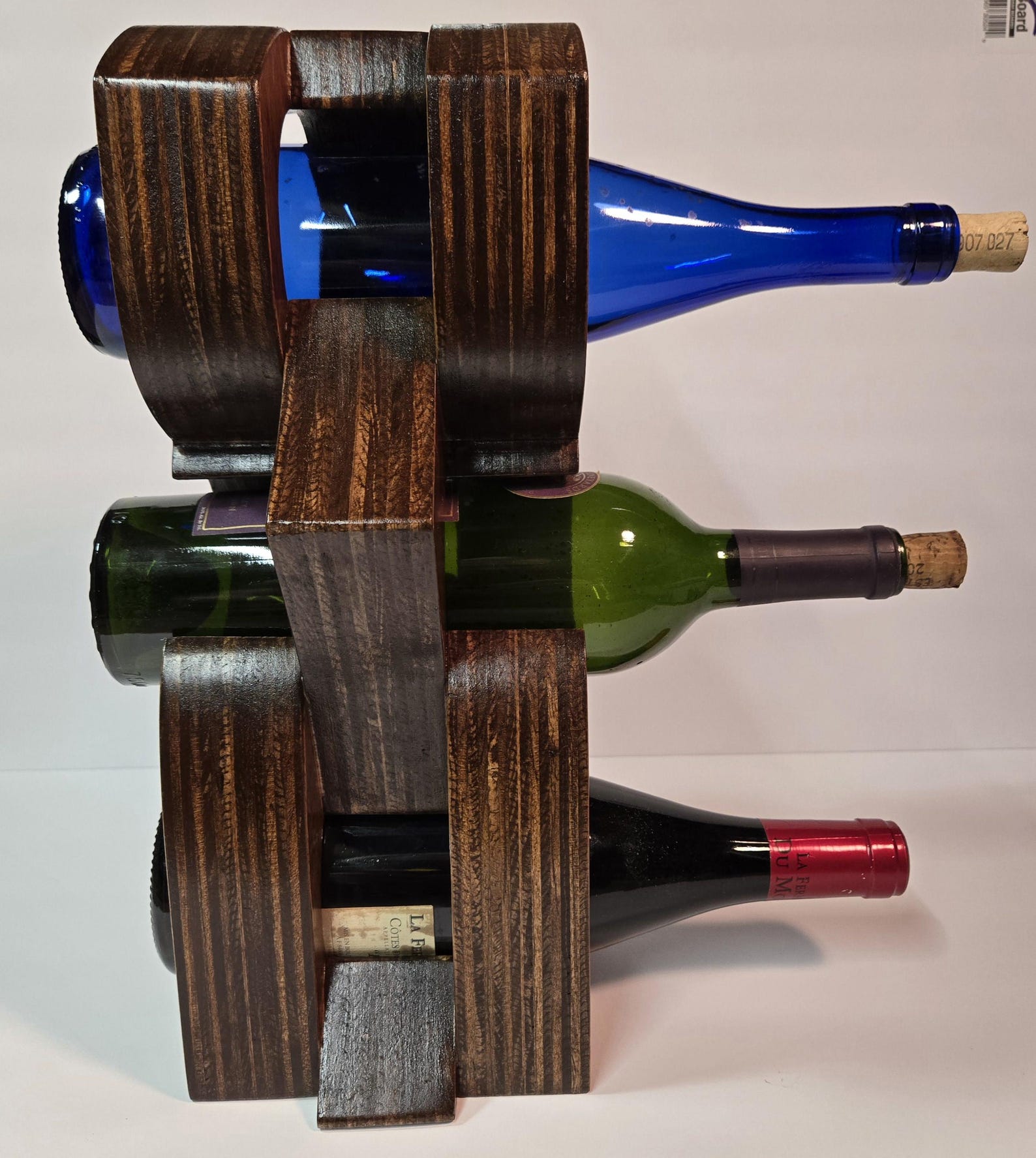 Handcrafted Wooden Wine Rack Modern Geometric Design Holds 3 — free download