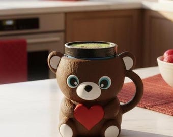Bear Ice Cream Pint Holder | Valentine’s Day Gift | 3D Printed Ice Cream Cozy with Dual Spoon Holders | Sweet Gift for Her or Him