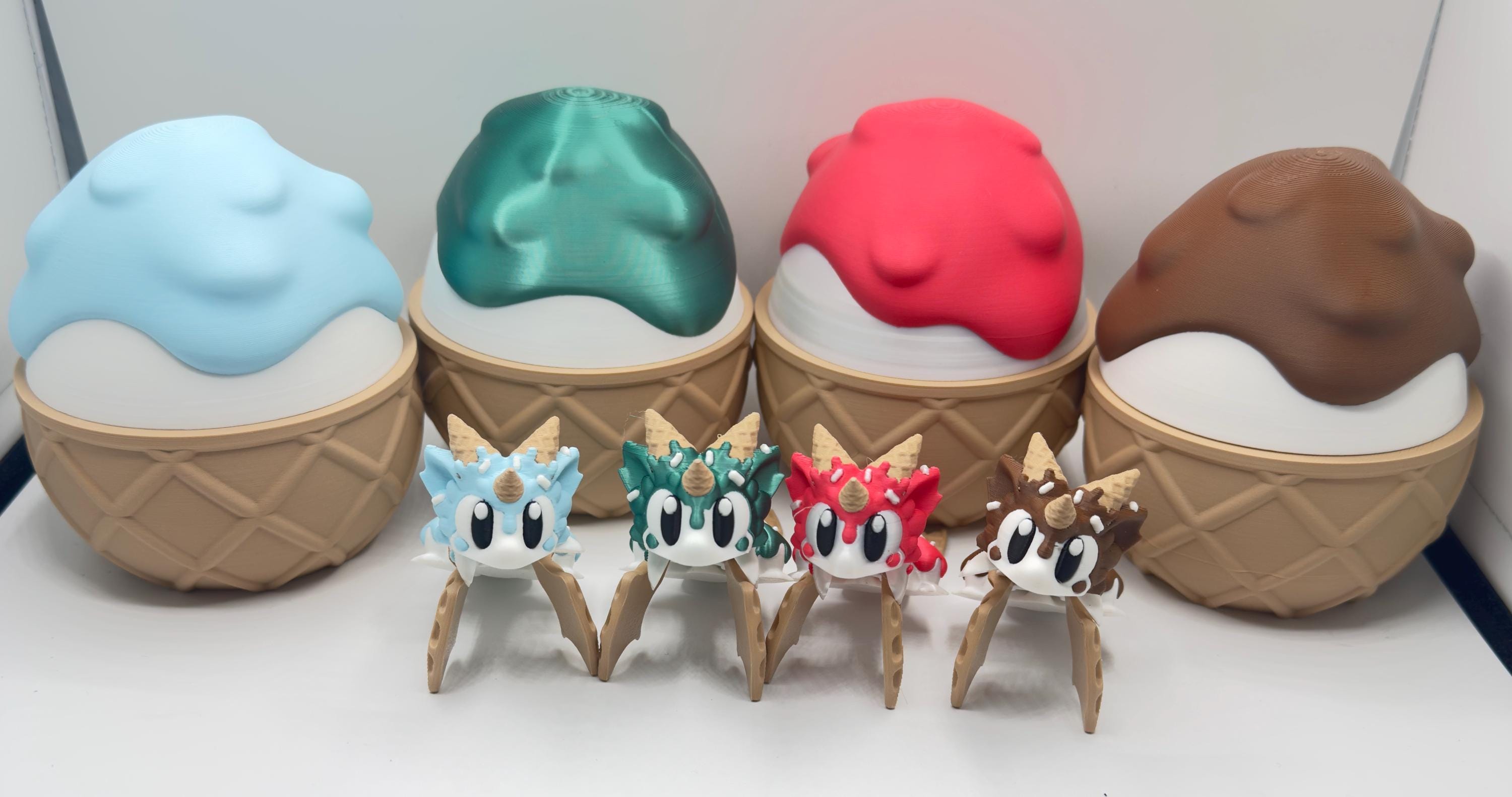 Sugar Rush Ice Cream Dragon Articulated Dragon and Egg: 3D Printed