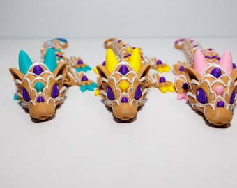 Easter Dragon Fidget Toy – 3D Printed Cookie Dragon – Poseable Fantasy Creature – Cute Desk Toy Gift