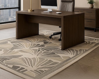 Executive Area Rugs Luxury Modern Area Rug – Ginkgo Leaf Design Carpet for Office, Meeting ...