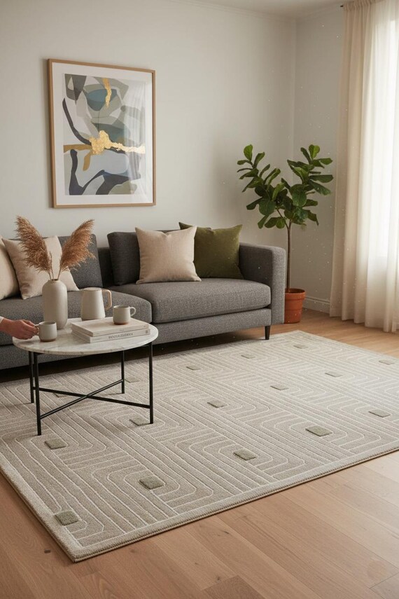Luxuriser Moderner Teppich | Material 100% Bambu-Seide | Handgemachter  Zeitgenssischer Neutraler Seidenteppich - Etsy.de